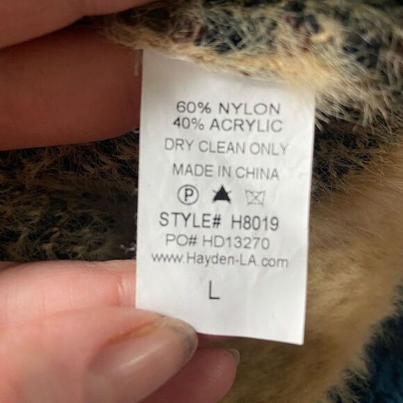 HAYDEN Los Angeles mohair pullover sweater leopard print oversized sz L chic EUC - Picture 14 of 15